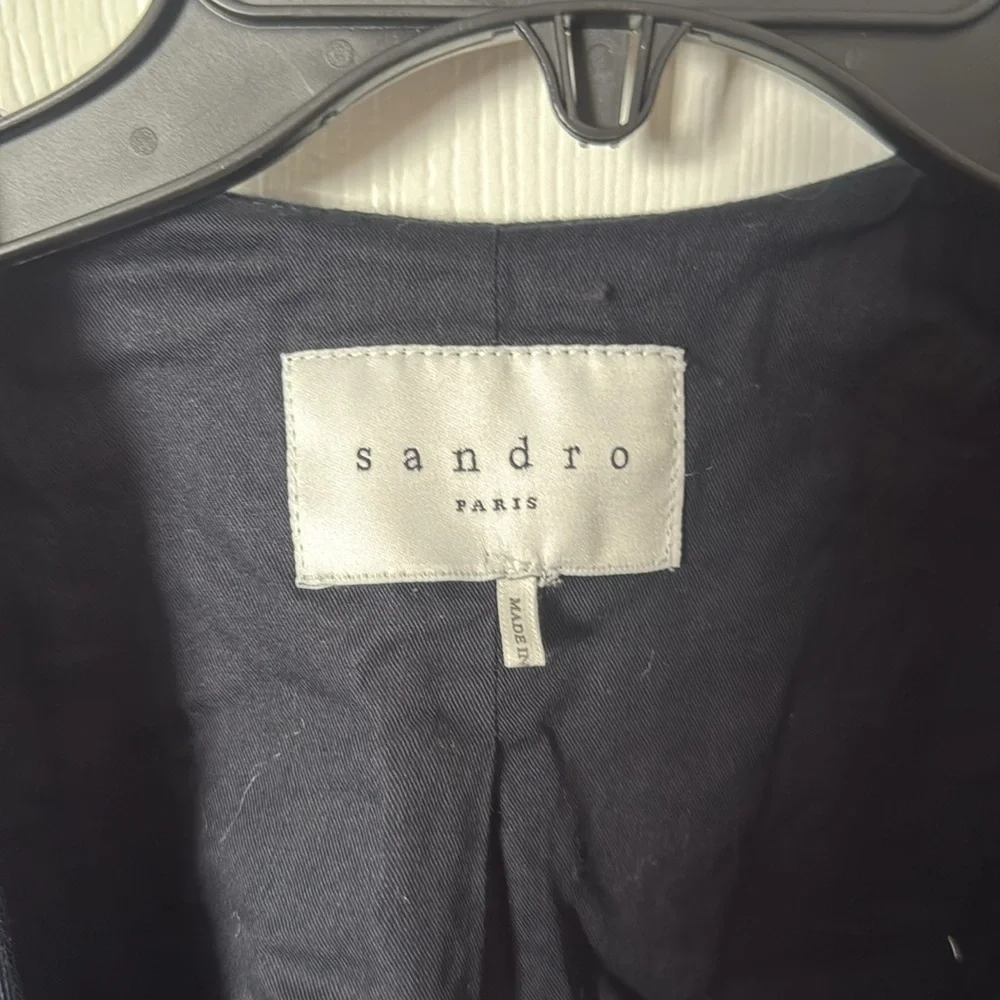 Sandro Blue and Silver Blazer Structured Formal Jacket crop size 40 - Picture 2 of 4
